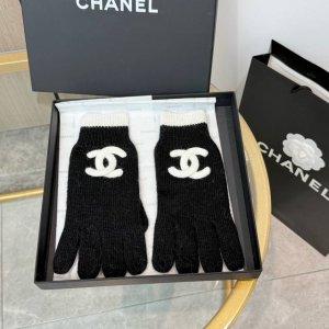 Popular Chanel Fall/Winter Wool Knit Gloves (Packaging Included) - Solid Color