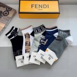 Box of 5 pairs (with packaging) Fendi double F logo boat socks, practical, comf