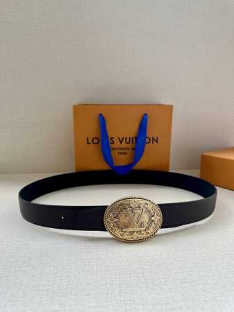 3.4 Width This Lv Heritage Double-Sided Belt Features Grain-Textured And Smooth - Click Image to Close