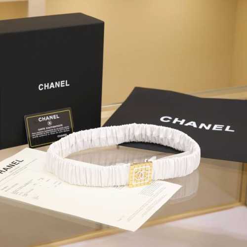Chanel Cc square resin white and black logo square brass logo buckle calfskin si
