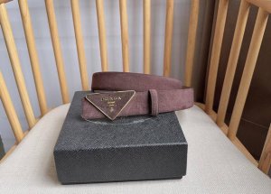 Prada's latest boutique style: This soft suede leather belt features a simple y