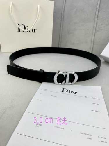 Width 3.0cm Dior's popular flat wireless belt Saddle imported calfskin belt with