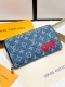 Color: Blue Size: 19.5X10.5 Actual Photos Cherry Zipper Wallet is reinterpreted