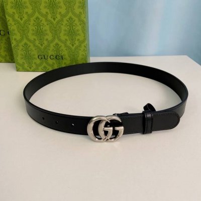 Gucci double-faced calfskin belt width 3.0cm, exquisite brass hardware is the f
