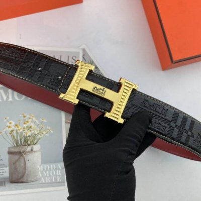 Comes with full gift box Hermes men's floral leather belt 38mm, reversible, bou