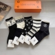 A box of 5 pairs of Louis Vuitton super popular mid-calf socks, made of pure cot