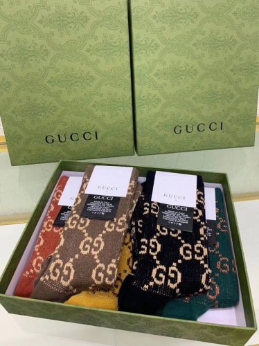 Special Gucci classic mid-calf women's socks, five pairs in a box, synchronized