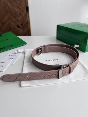 -Bv 2025 new women's woven plain stitching combination belt Italian calfskin wit