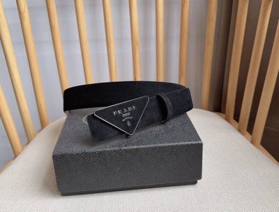 Prada's latest boutique style: This soft suede leather belt features a simple y