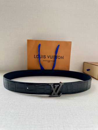 3.4 Wide This Lv Heritage Double-Sided Belt Is Made Of Embossed Crocodile Leathe - Click Image to Close