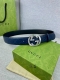 Width 4.0Cm Gucci interlocking double G buckle belt, made of Gucci Signature blu