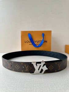 4.0 Wide Lv Flower Double-Sided Belt Crafted From Monogram Coated Canvas, Featur