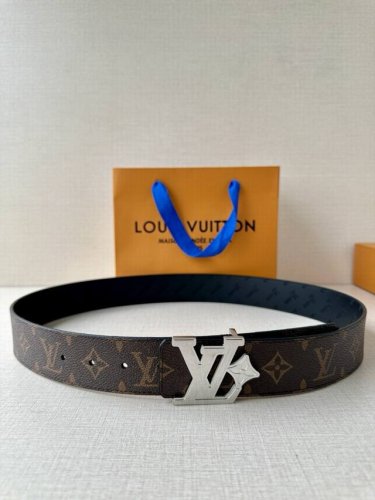 4.0 Wide Lv Flower Double-Sided Belt Crafted From Monogram Coated Canvas, Featur