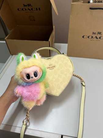 with Labubu pendant Coach Heart Bag Classic vision of the future Fashionable an - Click Image to Close