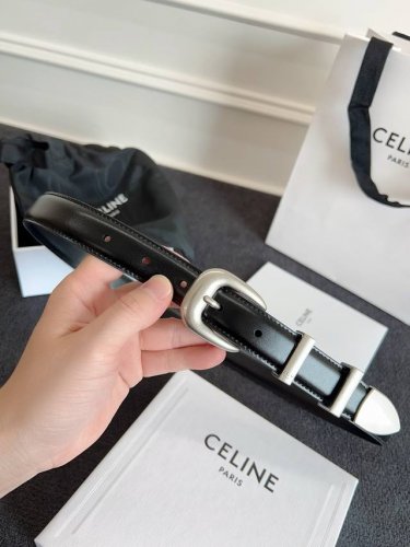 Celine. Celine Full set Western medium smooth cowhide belt Cowhide mid-waist rou