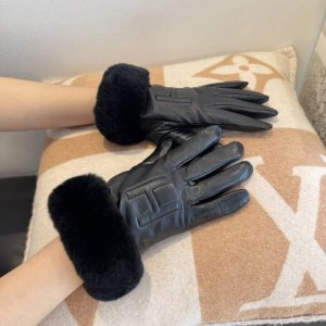 Hermes 2025 Fall/Winter Large H Slippery Rabbit Fur Lambskin Gloves for Touchscr