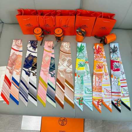 Hermes Rayures D'ete Twilly Scarf Twilly scarf100% mulberry silk Heavyweight 18 - Click Image to Close