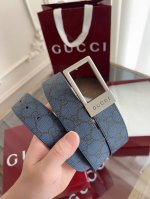 Beautiful Gucci square buckle men's new belt counter synchronization width 3.5