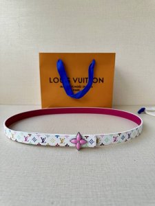 Extra 2.0 Width Lv Mini Flowergram Double-Sided Belt Made of Monogram Canvas an