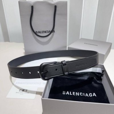 Balenciaga Suit Black Double-Sided Calfskin Leather Belt, adorned with antique m