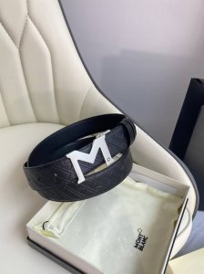 Montblanc 3.5cm wide top layer cowhide fine pin buckle free cut business casual