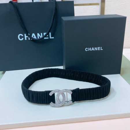 Chanel Cc rhinestone brass logo buckle, calfskin leather, silver and gold metal, - Click Image to Close