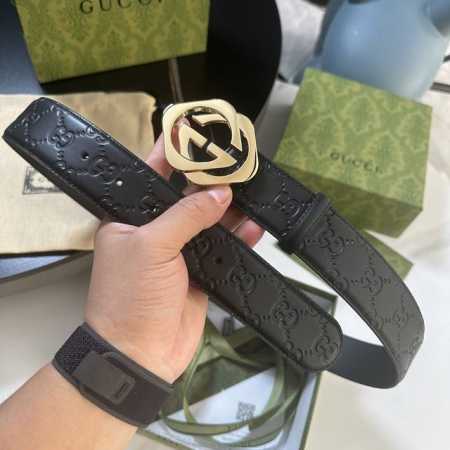 Original Packaging Gucci 40Mm Men's Belt This Fashionable Belt Is Crafted From D - Click Image to Close