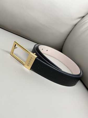Gg Gucci 3.5cm wide imported cowhide hot-embossed belt with exquisite hardware. - Click Image to Close
