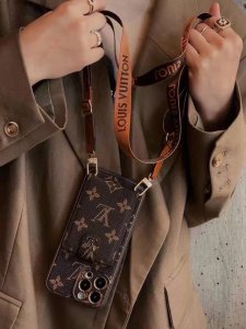 Lv Card Holder Phone Case Crossbody Phone Case Skin-feel Two-in-One Electroplate