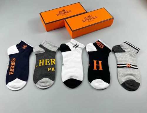 Special Offer: Hermes Men's Spring/Summer Socks, 5 pairs per box, jacquard desi
