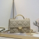 Large Dior Ange Handbag in Creamy Apricot Cowhide with Oversized Cannage Opening