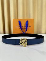 3.4cm wide Louis Vuitton pebbled leather belt with a silver rope knot buckle an