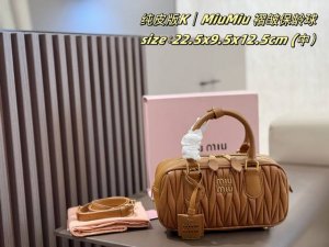 Medium Pure Leather Miumiu Pleated Bowling Ball Medium DDD. Featured on the off
