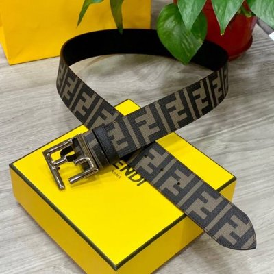 Fendi Fendi 38Mm Wide Belt With Signature Design. Original Double Ff Buckle, Mad