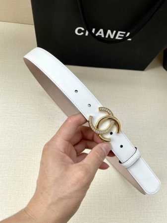 Width 3.0Cm Chanel Chanel Women's Classic Belt New Style Smooth Lined Frosted Le - Click Image to Close