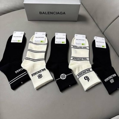 Special Offer: Balenciaga BL New Women's Mid-Calf Socks, Box of 5 Pairs. Made of