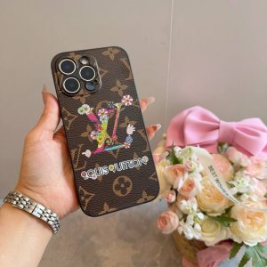Lv fine hole full cover mobile phone case Murakami Takashi pattern Lv full surro