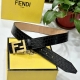 Fendl Fendi 40Mm Wide Double-Sided Genuine Calf Leather Belt With A Single Rhodi