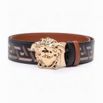 Versace, width 4.0Cm, original boutique, 3D Medusa belt buckle - Barocco print -