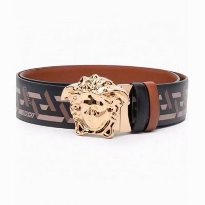 Versace, width 4.0Cm, original boutique, 3D Medusa belt buckle - Barocco print -