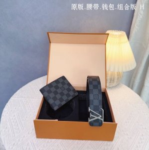 Latest exclusive 2-piece Louis L belt and wallet set featuring a genuine cowhide