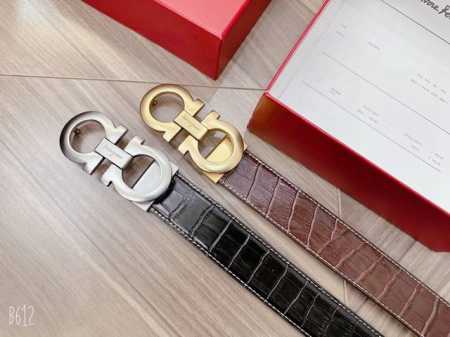 Salvatore Ferragamo men's 3.5cm classic metal clip, imported top-grain cowhide, - Click Image to Close