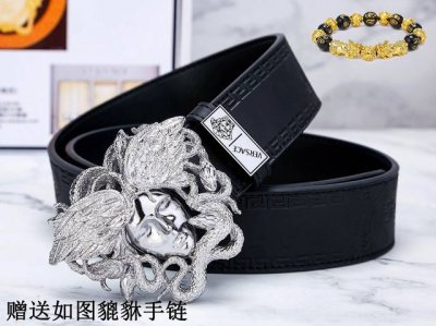 Belt: Versace.Ver Original belt: 100% top layer cowhide, double-sided lychee gra