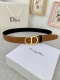 Width 3.5cm Dior grained tactile cowhide leather "Cd" belt with Cd buckle, flat