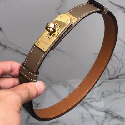 Herm S Women's Belt, Calfskin Leather With Palladium-Plated Buckle, 1.8 Cm Wide