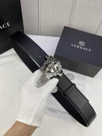 Width 4.0 Cm Versace This Soft Plain Weave Belt Features A Gold And Silver 3D Me - Click Image to Close