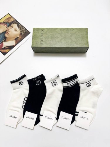 comes with packaging 5 pairs per box Gucci classic letter logo pure cotton sock
