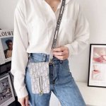 Dior mobile phone bag crossbody bag universal style, embroidered saddle bag, can