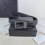 - Prada Width: 3.5cm, Color: Black Cross grain leather, classic business casual