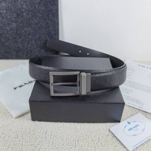 - Prada Width: 3.5cm, Color: Black Cross grain leather, classic business casual